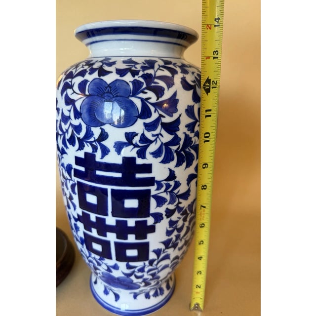 Vintage MCM Blue & White Chinese Porcelain Vase For Sale In Houston - Image 6 of 6