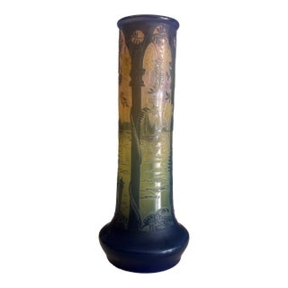 DeVez French Cameo Art Glass Vase For Sale