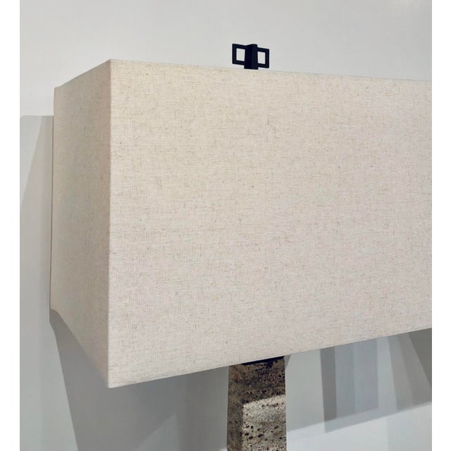Gray Revelation Modern Travertine Spire Buffet Lamps Pair For Sale - Image 8 of 8