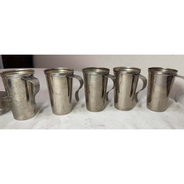 American 5 Vintage Landers Frary & Clark Universal Silver Plated Travel Nesting Camp Cups For Sale - Image 3 of 12
