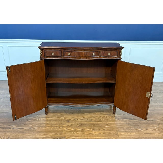 Serpentine Mahogany Two Door Cabinet by Leighton Hall - Showroom Sample For Sale - Image 9 of 12