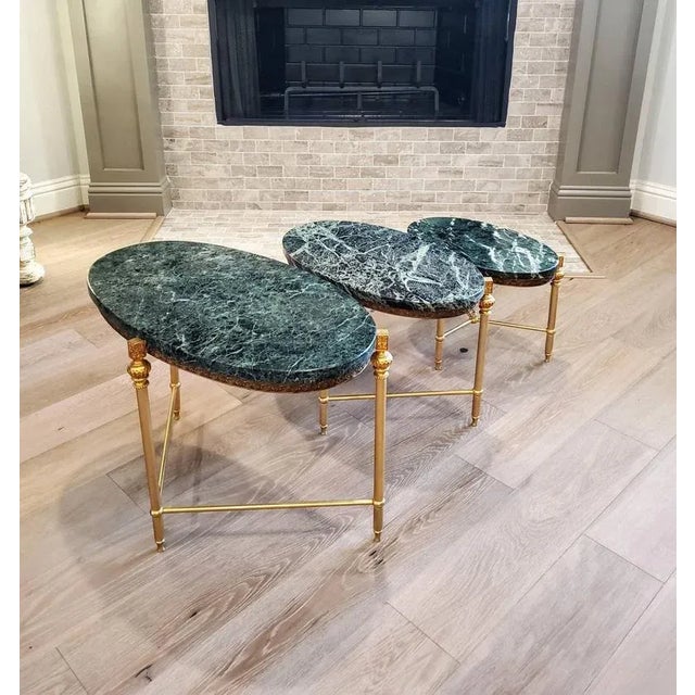 Mid-Century French Nesting Tables - Maison Baguès for Jansen - Set of Three For Sale - Image 10 of 11