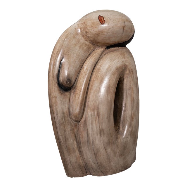 Vintage Large Ceramic Brancusi Style Nude Female Figure Ceramic Floor Sculpture For Sale