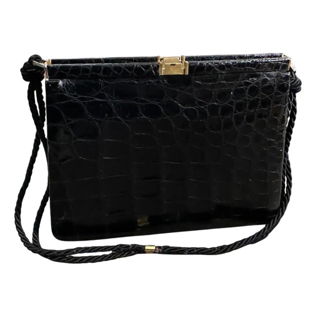1970s High Quality Black Leather and Rope Italian Cross Body Bag For Sale