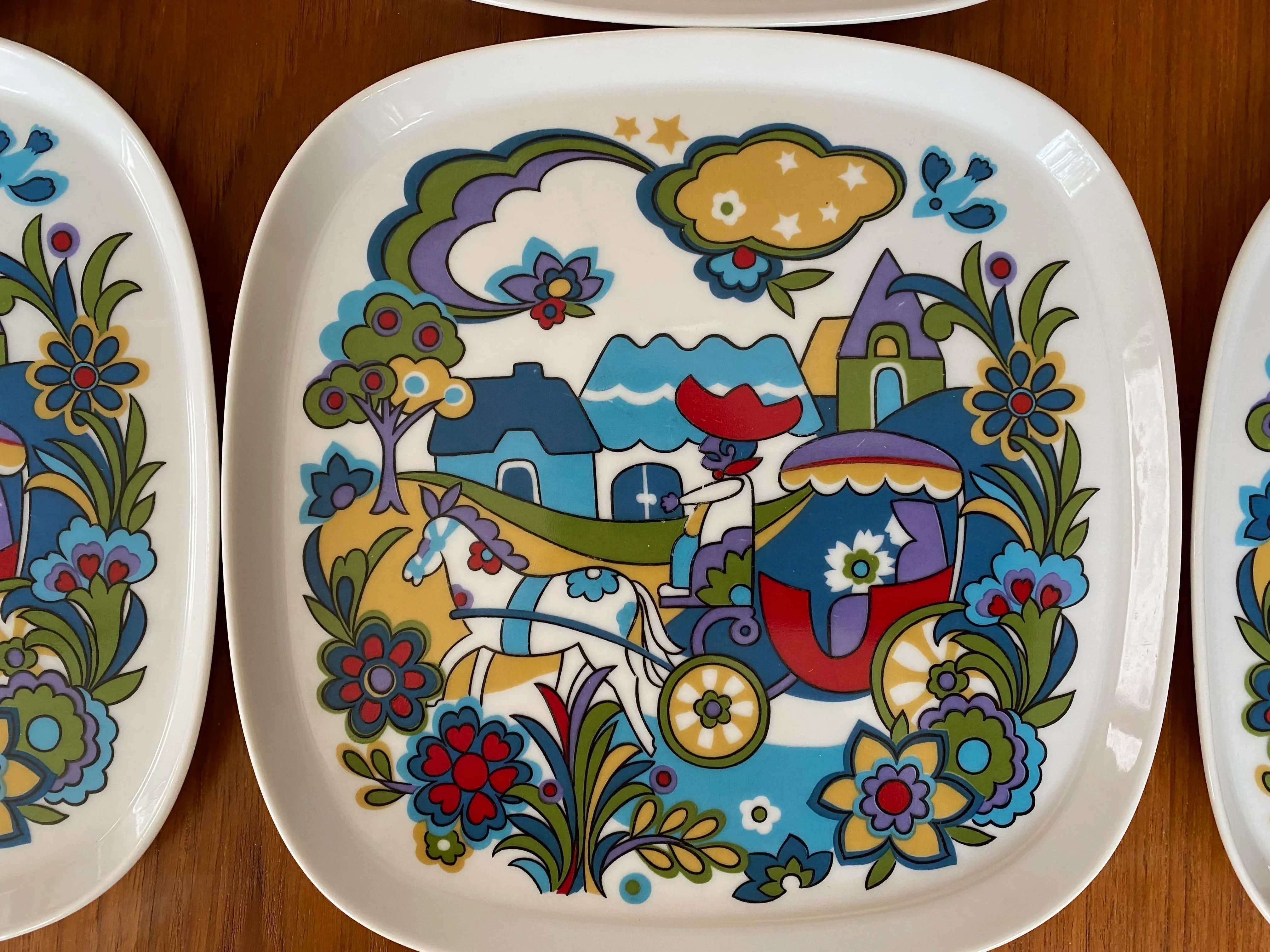 Quadrille Sango Japan Market Place Square Plates - Set of 6 | Chairish