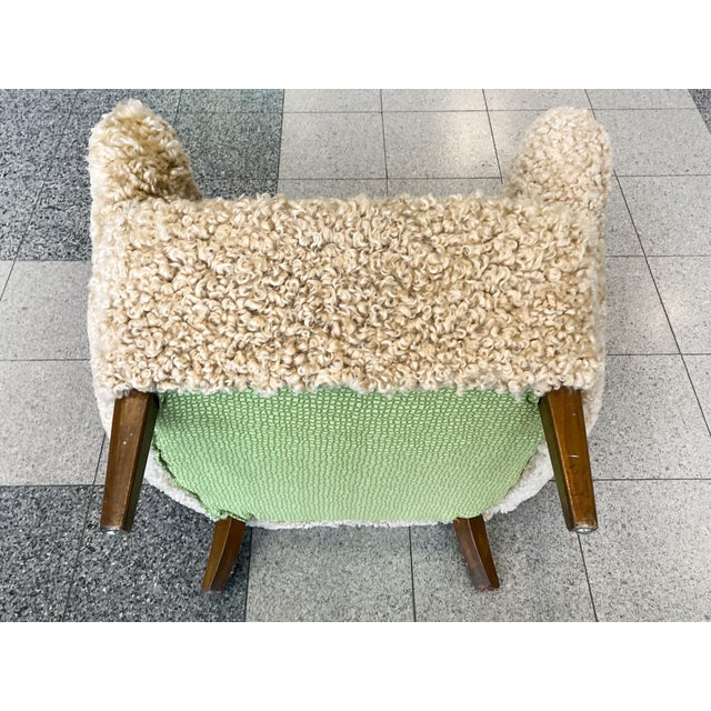 Danish Modern Lounge Chair in Shearling in the Style of Fritz Hansen For Sale - Image 13 of 14