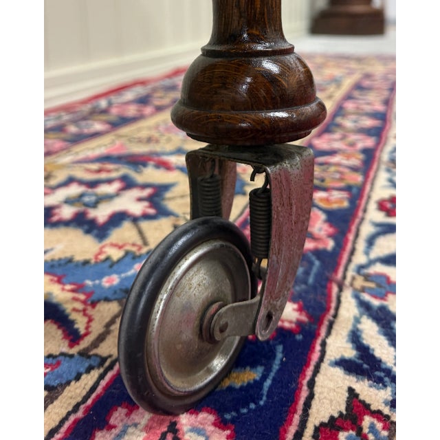 Antique English Trolley Tea Cart Pastry Cocktail Bar Cart Tray Tudor Oak 1930s For Sale - Image 10 of 15