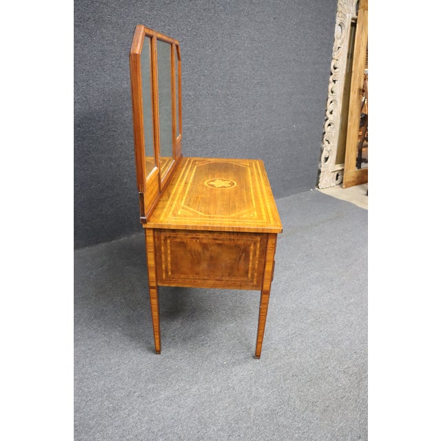 Brown Aimone Mahogany & Satinwood Vanity W/Mirror For Sale - Image 8 of 11
