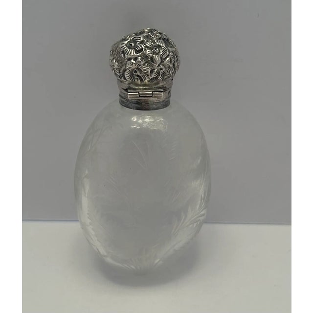 Vintage English Crystal Bottle With Sterling Top | Chairish