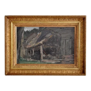 Paul Louis Poseler Antique French Impressionist Oil Painting Farm Landscape by Paul Poseler 1900, Circa 1900