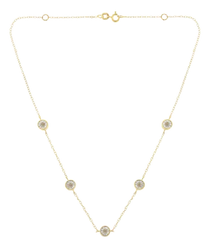 Yellow Color Plated Sterling Silver Diamond Station Necklace (1/2 cttw, K-L Color, I2-I3 Clarity)
