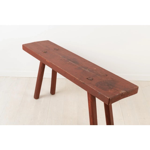 Wood Sweden Folk Art Bench For Sale - Image 7 of 10