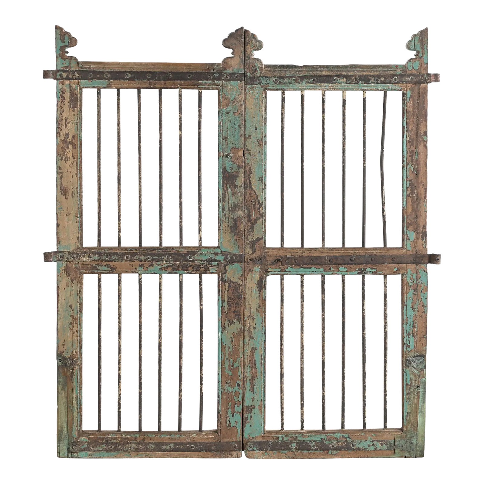 Vintage Indian Painted Garden Gate/”Dog Door” | Chairish