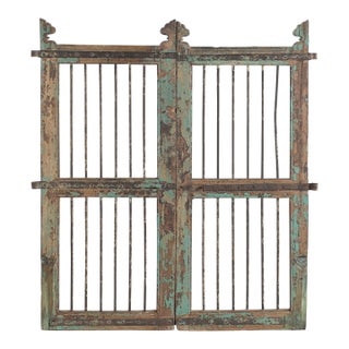 Vintage Indian Painted Garden Gate/”Dog Door” For Sale