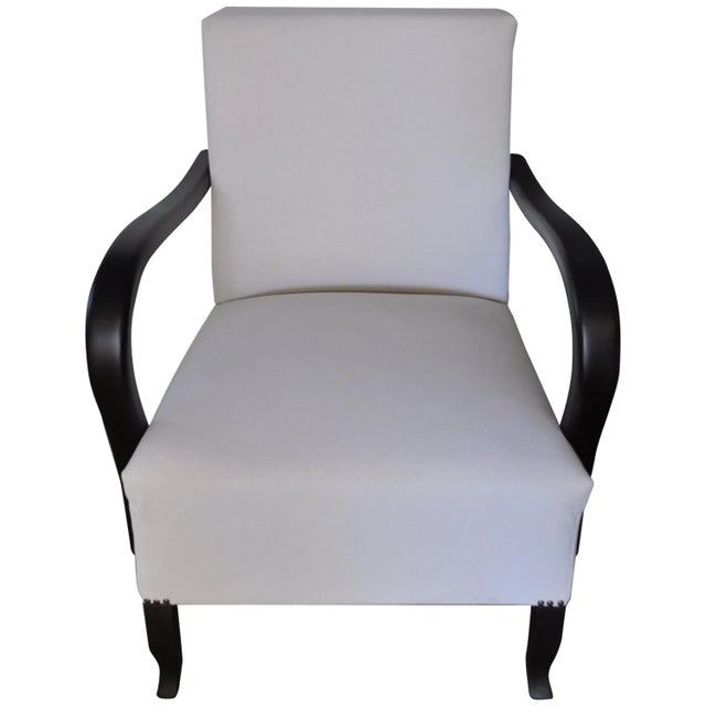 Black Art Deco White Armchair, 1920s For Sale - Image 8 of 8