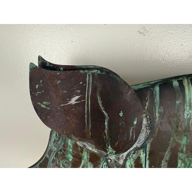 Late 19th Century Antique Copper Pig Folk Art Weathervane on Custom Iron Stand For Sale - Image 5 of 12