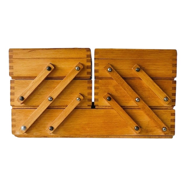 Mid-Century Modern Danish Folding Wooden Sewing Box, 1960s For Sale
