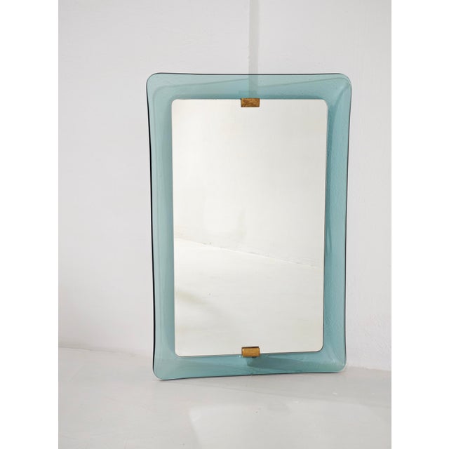 Mid-Century Modern Aquamarine Stained Glass Wall Mirror by Max Ingrand for Fontana Arte, 1950s For Sale - Image 16 of 18
