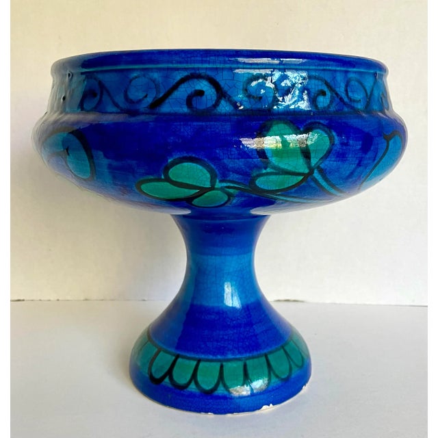 Vintage Italian Ceramic Glazed Pedestal Bowl For Sale - Image 13 of 13