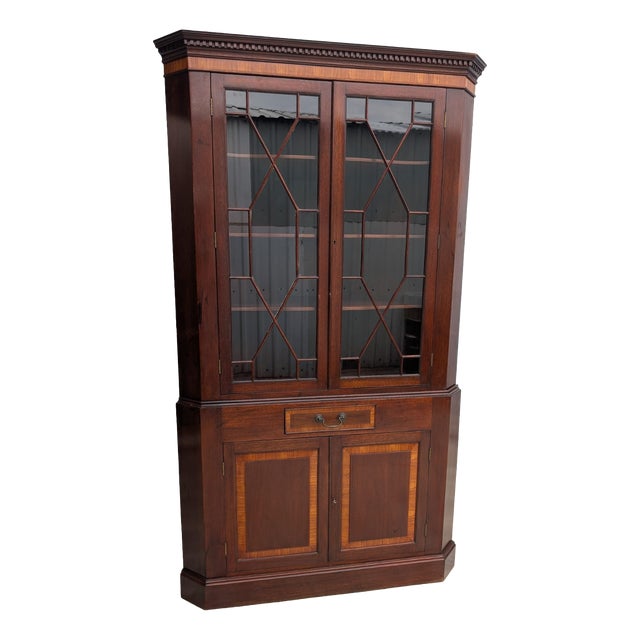 English Style Corner Bookcase in Mahogany For Sale