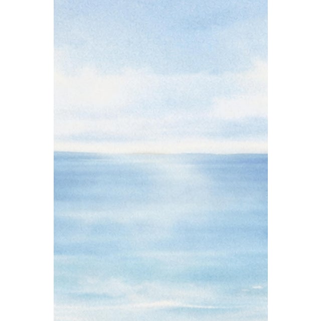 Soft Blue Ocean Horizon, Minimalist Coastal Seascape Art Print, 24″ × 36″ For Sale
