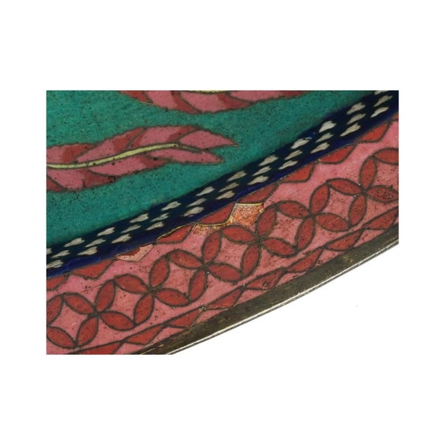 Metal Antique Early Meiji Japanese Cloisonne Phoenix Bird Tray For Sale - Image 7 of 9
