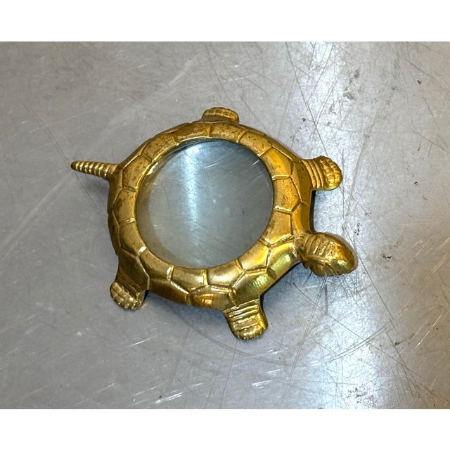 Mid-Century Modern Brass Turtle Magnifying Glass For Sale - Image 3 of 3