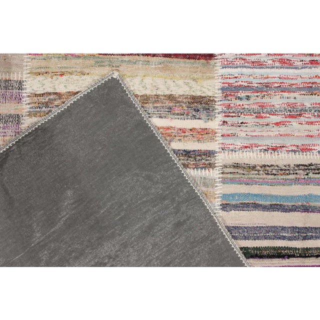 2010s Handwoven Modern Patchwork Kilim Rug in Multicolor Striation, by Rug & Kilim For Sale - Image 5 of 5