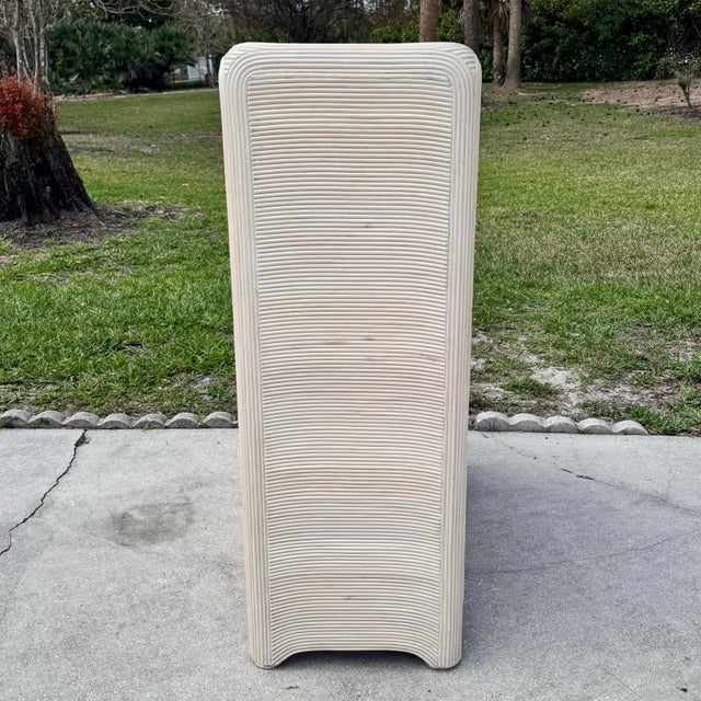 Wood Boho Chic Pencil Reed Highboy Dresser For Sale - Image 7 of 9