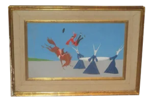 1960s Vintage V. Canevari Large Surrealist Oil Painting