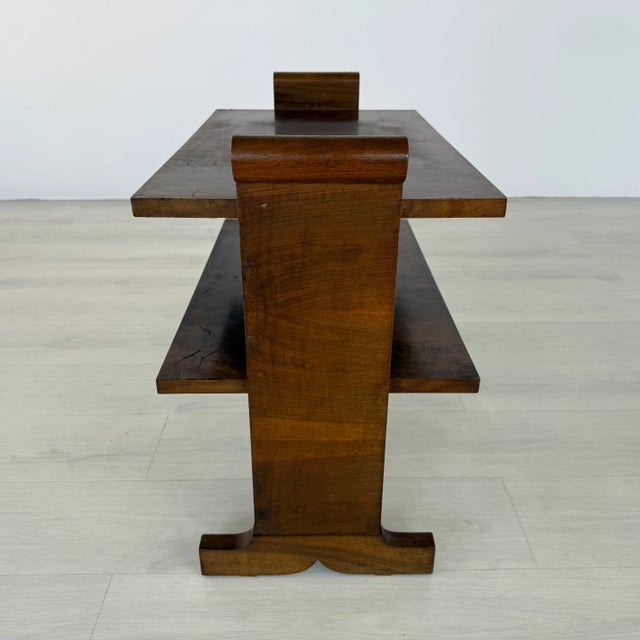 Dimensions: H 21” x W 25.5” x D 15.5” Vintage French Art Deco side table or magazine rack with two shelves. This magazine...