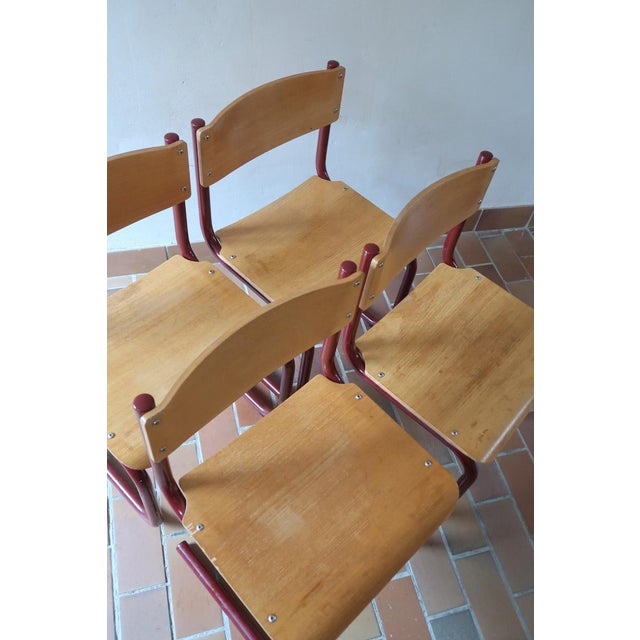 Cantilever Chairs in Beech and Red Lacquered Steel by Randers Møbelfabrik, Denmark, 1960s, Set of 4 For Sale - Image 6 of 18