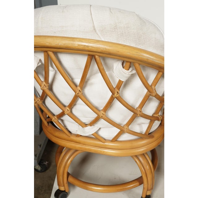 Mid-Century Modern Late 20th Century Rattan Swivel Armchairs on Coasters- Set of 4 For Sale - Image 3 of 6