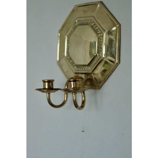 Mid-Century Swedish Octagonal Brass Double Arm Sconces, Set of 2 For Sale - Image 12 of 16