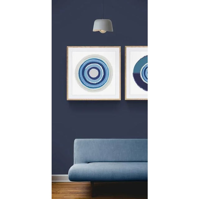 "Circles in Navy and Blues" Geometric Fine Art Print by Melinda Cox 24" X 24" For Sale - Image 4 of 5