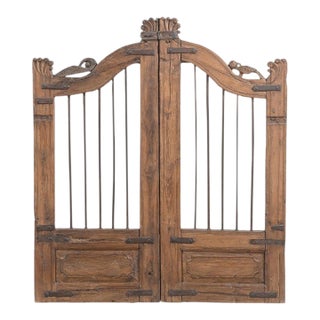 Vintage Indian Teakwood Garden Gate or “Dog Door” For Sale