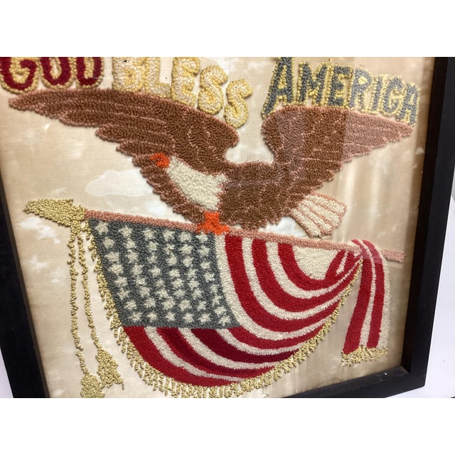 Early 20th Century Antique Patriotic American Eagle Needlework Framed Picture For Sale - Image 5 of 6