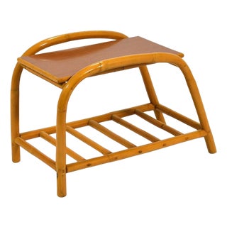 1960s Attributed to Ficks Reed Rattan "Angles" Side Table For Sale