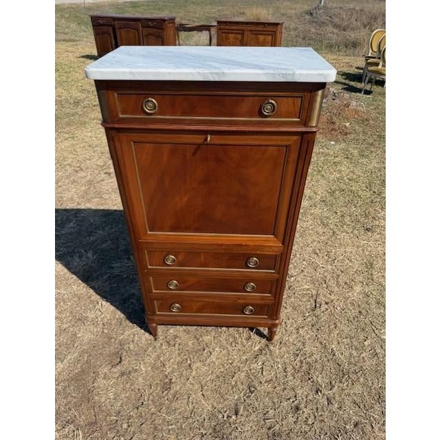 19th Century French Louis XVI Secretary Desk Carrara Marble Top For Sale - Image 18 of 18