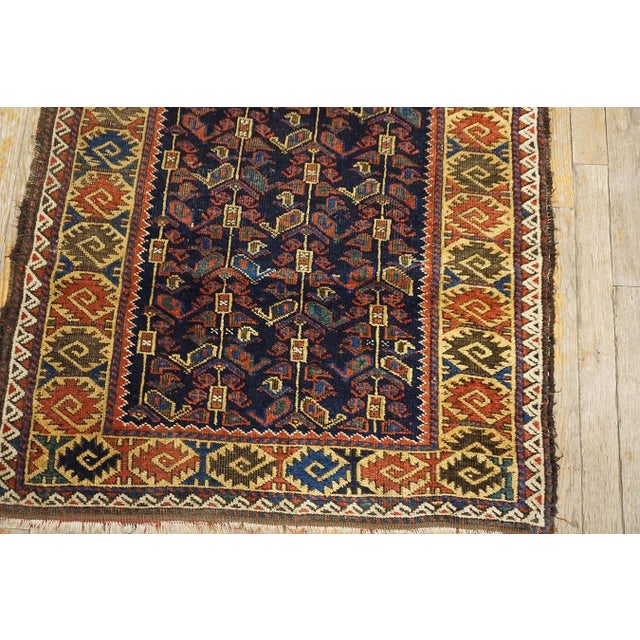 Textile 1900s Blue Navy Geometric Tribal Antique Persian Baluch Carpet 2'10" X 5'2" Knotted Wool Rug For Sale - Image 7 of 10