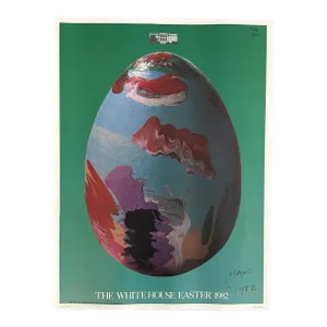 Peter Max White House Easter Egg Poster Signed in Ink & Plate 1982