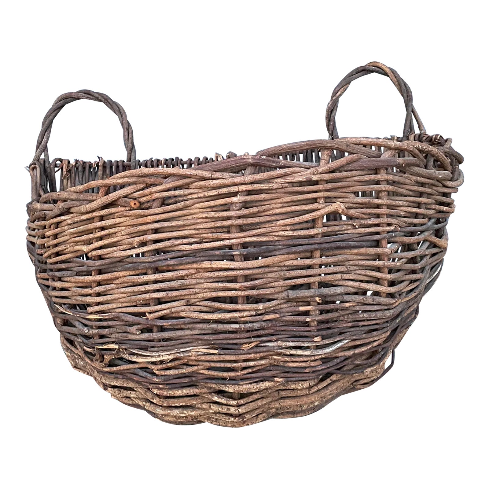 Large French Willow Fruit Gathering Basket Chairish