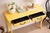 Late 20th Century Late 20th Century French Provincial Style Canary Yellow Writing Desk / Bedside Table With Dark Bronze Hardware — 35.5” For Sale - Image 5 of 9
