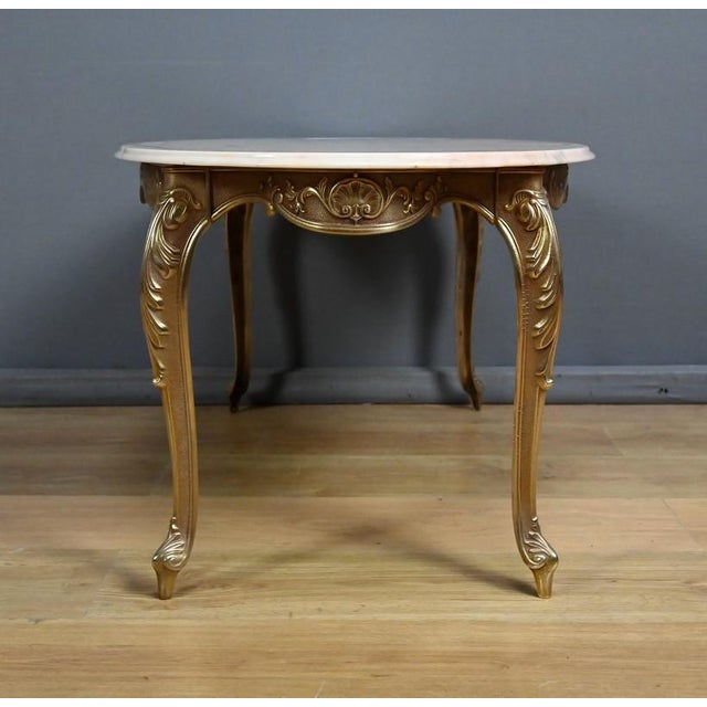 Mid-20th Century Louis XV Style Coffee Table in Marble and Brass, 1950s For Sale - Image 14 of 18
