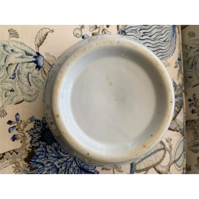 Blue Blue and White Hand Painted Chinoiserie Ginger Jar For Sale - Image 8 of 9