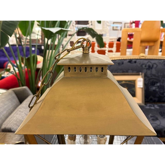 2000 - 2009 The Federalist Brass Four Bulb Hanging Lantern For Sale - Image 5 of 12