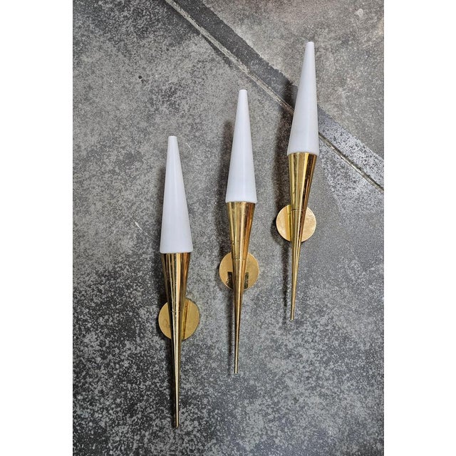 Mid-Century Modern Brass and Opaline Glass Sconce by Limburg, 1960s For Sale - Image 13 of 14