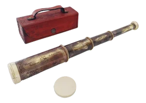 Vintage Maritime Brass Dolland London 1920 Telescope With Lid in Leather Cover