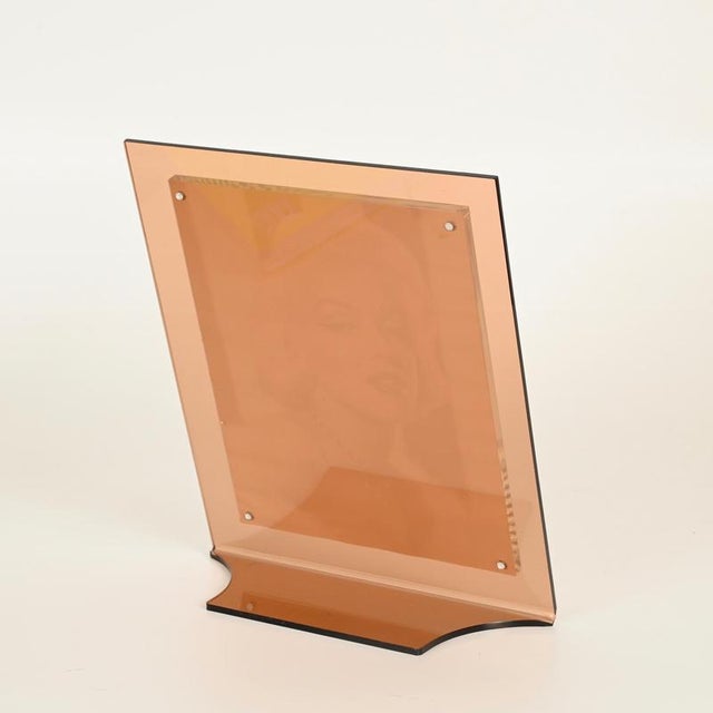 Plastic Mid-Century Modern Italian Smoked Pink Acrylic Photo Frame from Dior Home, 1970s For Sale - Image 7 of 12