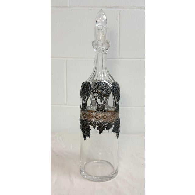 Antique Ornate Silverplate Bronze Over Glass Liquor Carafe Decanter Bottle Jar For Sale In New York - Image 6 of 13